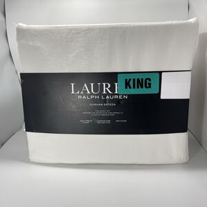 Ralph Lauren King Bed Sheet Set Dunham Sateen Cotton Lux White Fits 18" Deep New